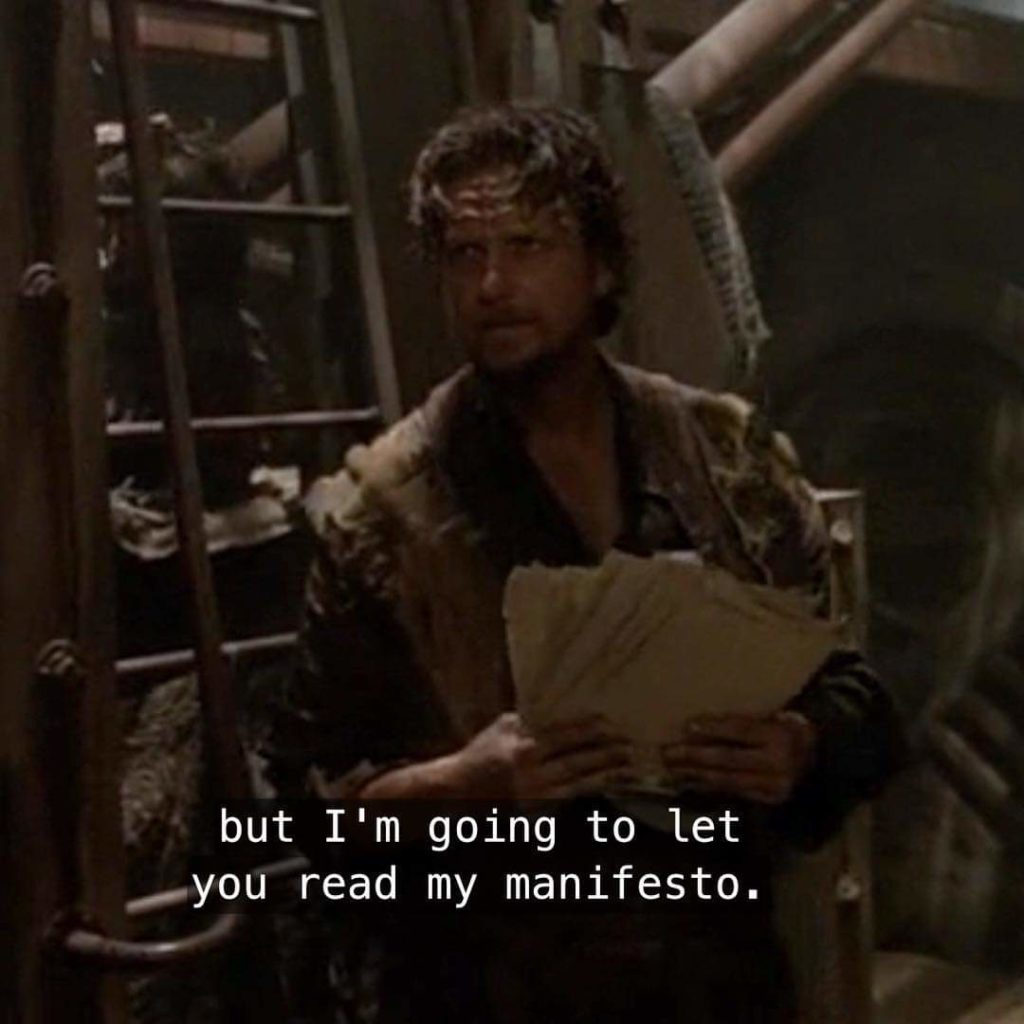 but I'm going to let you read my manifesto.