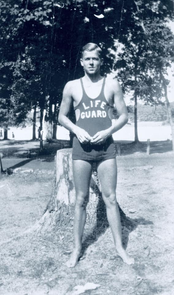 NEW ANSWERS
TO MAIDENS' PRAYERS
GIRLS LOVED TO BE RES CUED BY RONALD REAGAN AS A LIFE-GUARD. THEY COULD NOT RESIST HIS VOICE AS RADIO ANNOUN CER. NOW HE'S THRILLING THEM AS A MOVIE STAR
By KATHARINE HARTLEY
G IRLS have been casting wistful eyes on the tall, lithe, well-muscled Ronald Reagan ever since he first stepped up on the life-guard's platform, and flexed those muscles -a bronze body in the broiling sum back there some years ago on the beach at Lowell Park, in Dixon, Illinois.
Well, you know how girls look at life- guards, and you know how girls try to be saved by life-guards, and maybe that has something to do with the fact that Ronald "Dutch" Reagan chalked up a record for himself of having saved seventy-seven lives in seven summers. But he declines to say how many of them were females.
Ronald Reagan hasn't yet had a chance to display his life-guard prowess-or physique in pictures. He has been in pictures only two years, and it wasn't until Brother Kat that he had an out- standing part, but his fan mail pouring in after that picture showed that Ronnie has something else beside a heap big he man appeal.
"Dear Mr. Reagan: You have the most wonderful voice in pictures" "Deat Rate: 1 am in love with your voice, it so soothing and rich." "Dear R. R.: I think you have the nicest smiling Irish yes, and I do so like your voice. Won't you please send me a picture?" When the women fans begin writing in like that, then it's time for a studio to take heed, and Warner Brothers, no slouches when it comes to heed-taking, have done ad From now on you'll be seeing and hear- ing more of young Mr. Reagan.
The thing about this young man is that he doesn't seem like the usual actor type; there's no trace of a long line of theatrical folks in his pleasant, natural manner. He seems to lack the tal actor-ego Very simple, not extraordinary looking, he seems just like the boy you knew in litgh- school or college, the hoy you didn't know very well, but the one you wished you knew liter-became he was the big cheese of everything. A star on the toot hall and swimming teatas, a dreaus un the dance floor a big shot in the school dramaties, and he even did cute cartoons for the school paper. He not only seem like that, but all [Continued on page 85]
