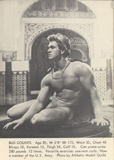 Aaron Enterprises 1136 TAMARIND AVENUE, NO. 5.P.O. BOX 75003, SANFORD STATION LOS ANGELES, CALIFORNIA 90075
AARON'S PORTFOLIO NINE
SUPER 8mm AVAILABLE
STEVE YORK (CM)
He has been billed as "the incredible 12-inch Steve York" for good reason. When comparing him to the other models, please remember that he has twice as much as the average man. Steve is from Miami where he was discovered by "Blueboy." He enjoys swimming and horse riding. Steve is a very experi- enced model as both his movies show.
JIM HARDGRAVE (CN)
Blond Jim is a native Californian. When he is not playing the guitar, he can be seen in frisbee tourna ments or at the beach. In his movie, he really messes up his dressing room mirror
35 still photos available
Reg. 8mm movie
BOB JENKINS (CO)
Bob is from San Diego. He made it to the state cham- pionships while wrestling in high school and still enjoys a fall or two to keep in shape. His movie has a very expressive ending.
50 still photos available
Reg. 8mm movie
100'
$18
50 still photos available
Two movies available. Specify super or reg. 8mm
York - Fireplace York Bedroom 50'
100'
$20
$13
50'
$12
NOTE: I have not raised my movie prices in four years while duplicating costs have increased by 30% as well as other expenses. Please forgive me for having to now raise prices by 20%. Steve York's movies are slightly higher due to the "incredible" modeling fee he required. The pricing structure of prints and slides has also changed slightly, but will not affect most customers.