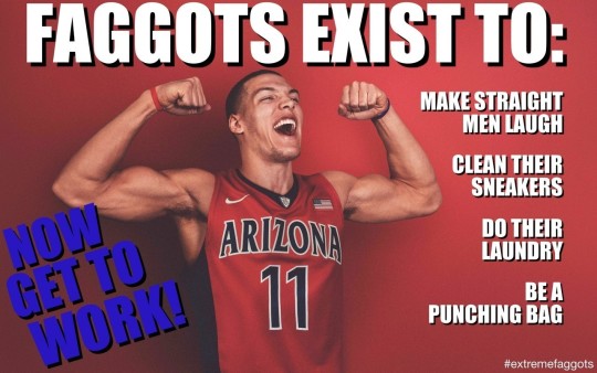 FAGGOTS EXIST TO:
NOW GET TO WORK!
ARIZONA 11
MAKE STRAIGHT MEN LAUGH
CLEAN THEIR SNEAKERS
DO THEIR LAUNDRY
BE A PUNCHING BAG
#extremefaggots