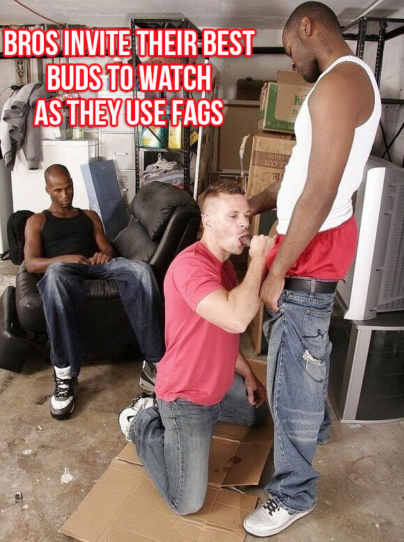 Bros invite their best buds to watch as they use fags.