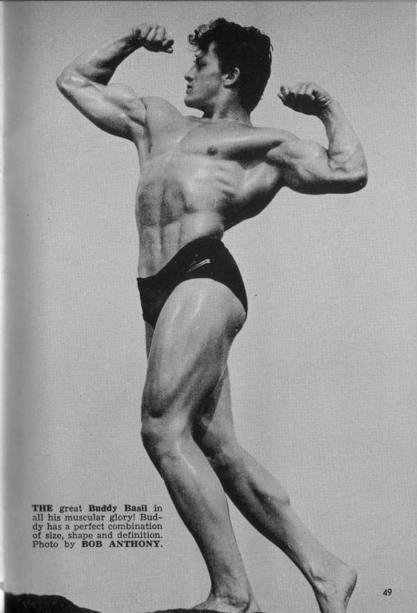 THE great Buddy Basil in all his muscular glory! Bud- dy has a perfect combination of size, shape and definition. Photo by BOB ANTHONY.