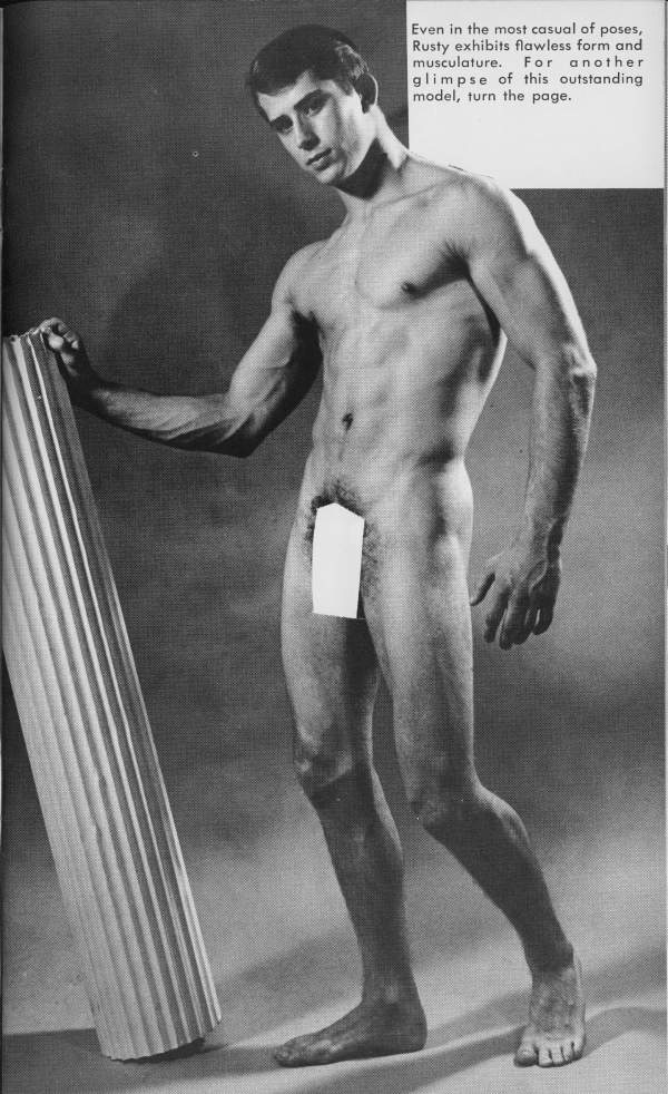 Even in the most casual of poses, Rusty exhibits flawless form and musculature. For another glimpse of this outstanding model, turn the page.