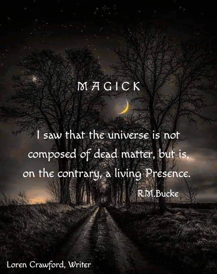 MAGICK
I saw that the universe is not composed of dead matter, but is, on the contrary, a living Presence.
R.M.Bucke